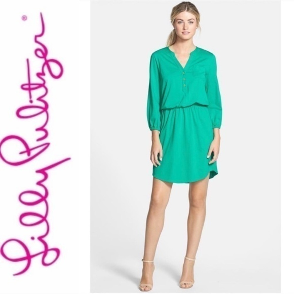 LILLY PULITZER GREEN BECKETT JERSEY DRESS.